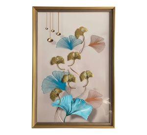 Cuadro Decorativo Diseño Hojas Ginkgo Adorno Relieve Jhn