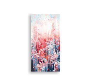 Cuadro Cuadro Bastidor Madera Ciudad Geométrica 40x80cm