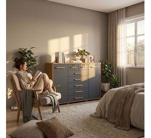 C MODA FONTANA GRIS 2 PUERTAS Y 7 CAJONES