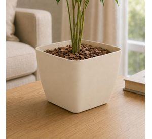 Macetero Cuadrado Beige 20x16 cm Plastico Resistente