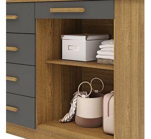 COMODA AMERICANA 5 CAJONES 2 PUERTAS GRIS