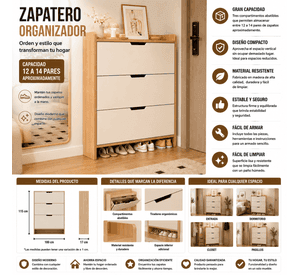 Zapatero Organizador Estante Armario 115Altox100x17cm 02