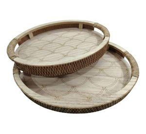 Set 2 Bandejas Decorativas Orgánicas Madera Rústica ALJ