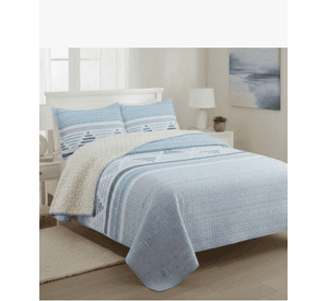 Cubrecama sherpa 2 Plazas Celeste Triángulos M968