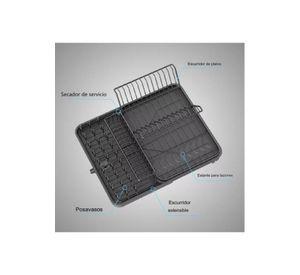 Escurridor de platos plegable, secaplatos para cocina con desagüe, rack organizador de cocina