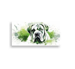 Cuadro Neo Pop Art Mastín En Verde Y Blanco 100x50 Cm