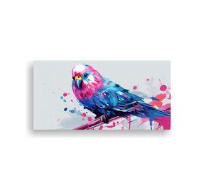 Cuadro Neo Pop Art: Perico En Rosa Y Azul 140x70cm
