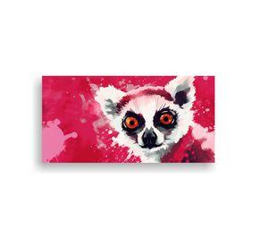 Pintura En Bastidor Lemur En Colores Rubí Y Rubor 160x80cm