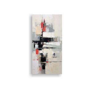 Pintura Abstracta Minimalista En óleo En Blanco 50x100cm
