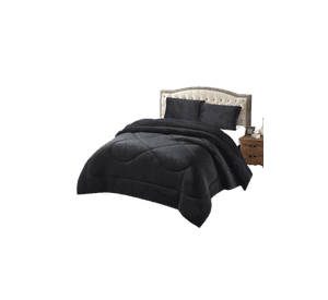 COBERTOR DE INVIERNO PLUSH LISO 2 PLAZAS NEGRO.