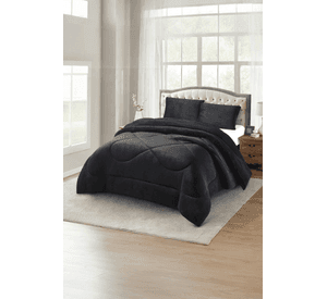 COBERTOR DE INVIERNO PLUSH LISO 2 PLAZAS NEGRO.