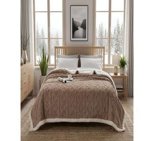 Frazada Sherpa Premium Con Diseño De Diamantes 2 plazas m3