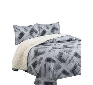 Cubrecama Quilt con sherpa 2 plaza gris 230 cm x 250 cm J6
