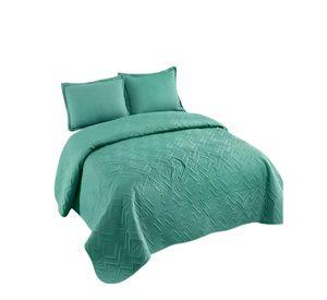 QUILT CUBRECAMA DE VERANO CON COLORES LISOS 2 PLAZAS TURQUESA O