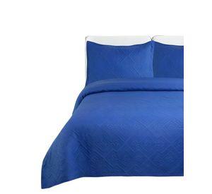 QUILT CUBRECAMA DE VERANO CON COLORES LISOS 2 PLAZAS AZUL MARINO