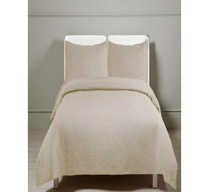 QUILT CUBRECAMA DE VERANO CON COLORES LISOS KING CAFÉ