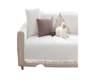 FUNDA DE SOFA DE 5 PIEZAS CON FLECOS BLANCO