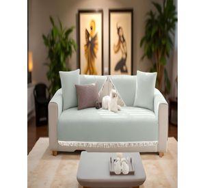 FUNDA DE SOFA DE 5 PIEZAS CON FLECOS VERDE MENTA