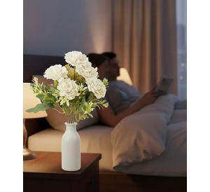 Set 4 Flores Artificiales Ramo Decorativo Peonía Follaje Jhn