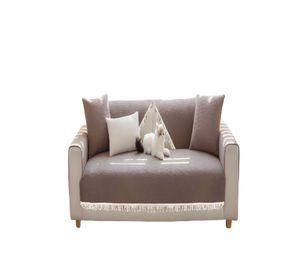 FUNDA DE SOFA DE 5 PIEZAS CON FLECOS CAFÉ