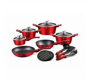 BATERIA DE COCINA 15 PZS METALLIC BURGUBDY EDITION ANTIADHERENTE