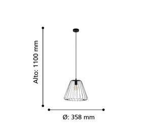 Lámpara Colgante Acero Austell Negro 1X60W E27 Cod.205101