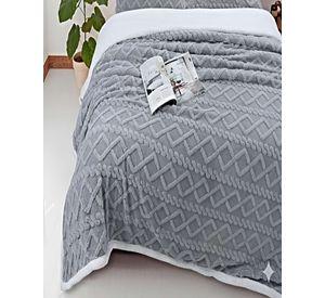 FRAZADA CON SHERPA TEXTURIZADA TEXTURIZADA 2 PLAZAS GRIS C.