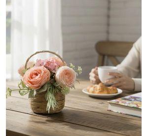 Arreglo Floral Artificial Decorativa Adorno Canasta Jhn