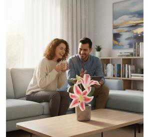 Set 2 Planta Artificial Decorativa Lirios Adorno Hogar Jhn
