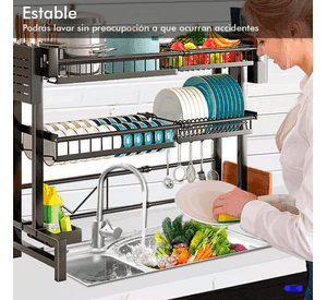 Secador Organizador Escurridor De Plato Loza Inoxidable 100Retráctil