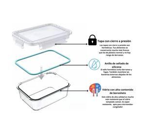 Pack 6 Taper De Vidrio Contenedor Hermetico Rectangular 3 Tamaños