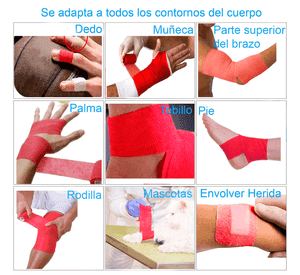 Venda Autoadherente Compatible Con Coban 10cm X 4.5mt- 1 Und Rojo