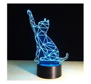 Lámpara Led 3d Gato Patita Base Negra con App