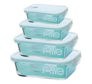 Set 4 Taper De Vidrio Contenedor Hermetico Allegra