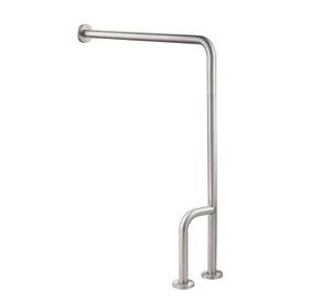 Barra Seguridad Baño Muro-Piso 3 Apoyos Derecha Acero Inox