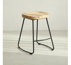 Silla Piso Bar Taburete Nara Madera Exterior O Cocina Negra