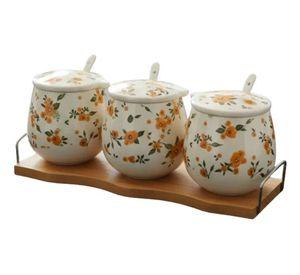 Set 3 Contenedores Diseño Elegancia Floral Organización Jhn