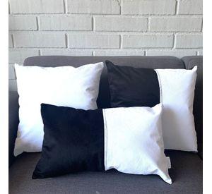 PACK 4 FUNDAS COJIN DECORATIVO ECOCUERO BLANCO Y NEGRO 50X50