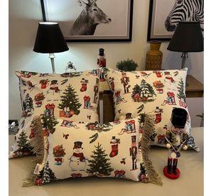 Funda Cojin Decorativo Diseño Navideño Blanco 45x45