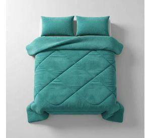 Plumon Pluch Para Colchón 1.5 Plazas Suave Y Cómoda Turquesa Lisa
