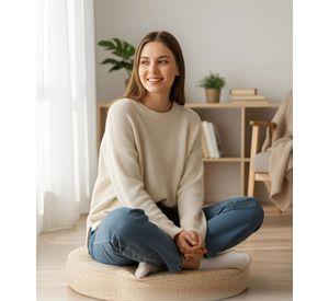 Cojín Decorativo Multifuncional Redondo Natural Yoga Jhn