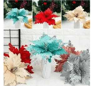 Set 5 Adorno Flores De Navidad Grandes 5 Unidades