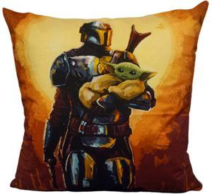 Cojín Felpa 45x45 cm Bebe Yoda y Mandaloriano Cafe Extra Suave