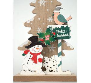 Adorno Navideño 22x11cm Mdf Hombre De Nieve Arbol De Navidad Como En La Imagen