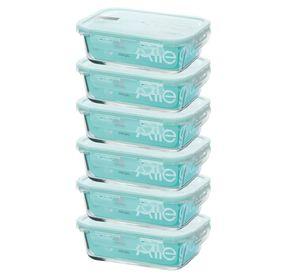 Pack 6 Taper De Vidrio Contenedor Hermetico 600ml Allegra