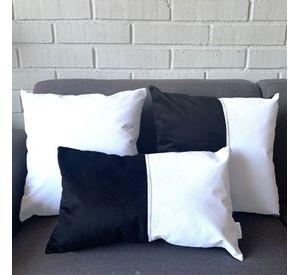 PACK 4 COJINES DECORATIVO ECOCUERO BLANCO Y NEGRO 50X50 RELLENO