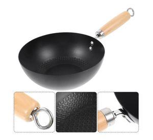 Sarten Wok Antiadherente 24cm Negro Con Mango De Madera