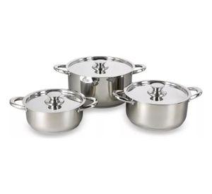 Juego Batería 6 Piezas Olla Cocina Acero Inoxidable Plateado