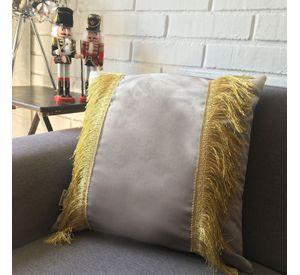 COJIN DECORATIVO DISEÑO FESTIVO GRIS Y DORADO 50x50 RELLENO
