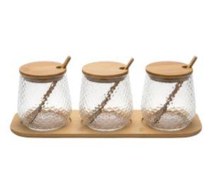 Set 3 Frascos Texturizado Contenedor Moderno Mesa Jhn